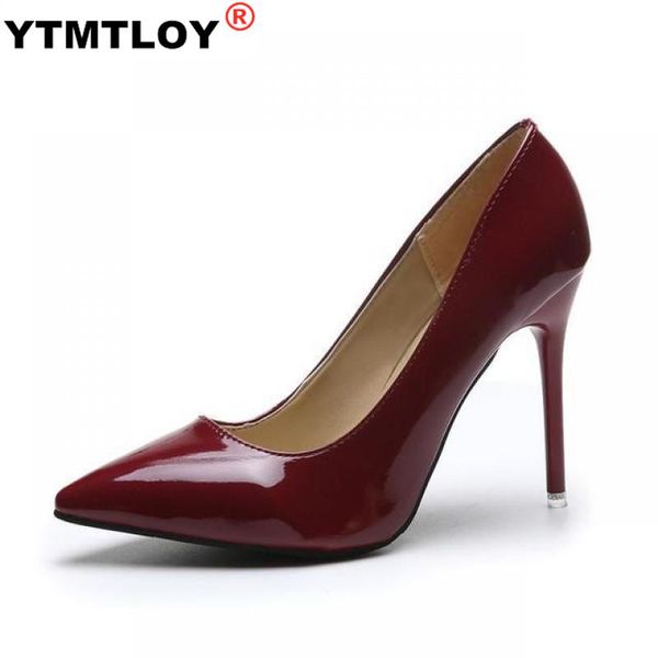 

heels women shoes brand women pumps office ladies working shoes solid pointed toe dress spring autumn plus size, Black