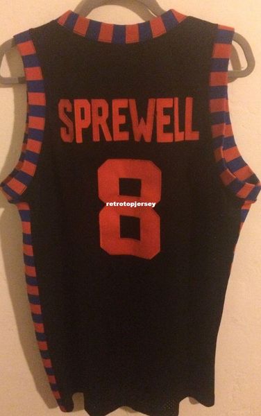 

wholesale latrell sprewell #8 nk rewind sewn jersey men spree t-shirt vest stitched basketball jerseys ncaa, Gray