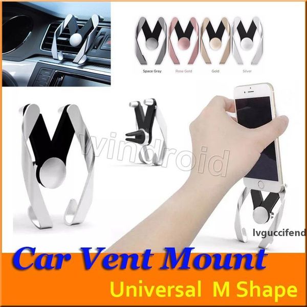 

universal car air vent moblie phone holder outlet adjustable m shape model phone holders for iphone 8 7 plus i8 s8 note 8 retail package