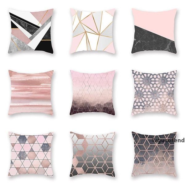 

rose gold geometric pillowcase cushion cover glamour square pillow case cushion cover home sofa car decoration dhl wx9-1242