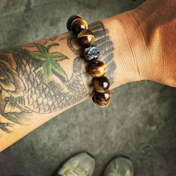 

luxury bracelet tigereye natural stone beads bracelet buddha charm bracelets & bangles men bead bracelets jewelrymen accessories, Golden;silver