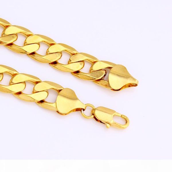 

l men flat cuban (curb )link chain 18 k yellow gold gf plated 10mm wide 24 &quot ;length china necklace -lifetime warranty, Silver