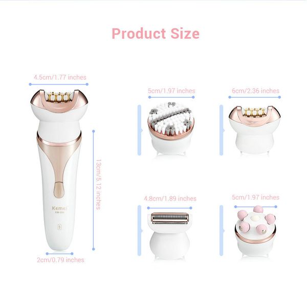 

2016 kemei 296 electric epilator km 296 lady shaver hair clipper multifunctional lady razor shaver facial clean brush 4 in 1 massage comecas