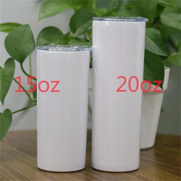 

sublimation skinny tumbler 20oz stainless steel doubler wall insulated tumblers with lid and straw travel mug reusable cup can diy gift