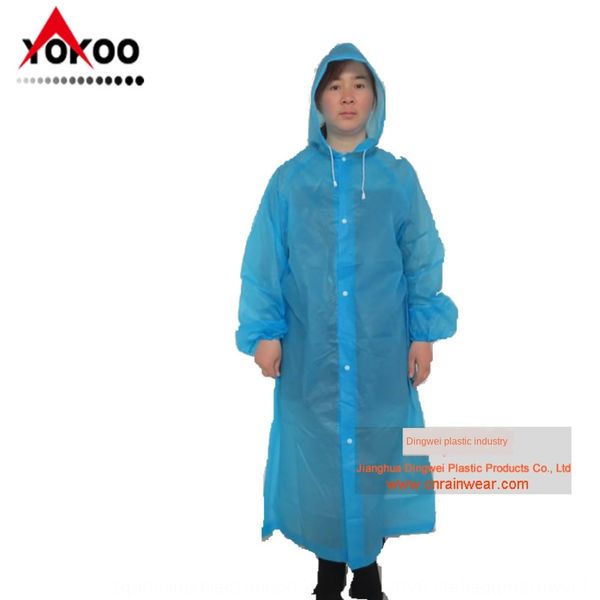 

gaotw environmental protection thickened peva travel disposable formal dress raincoat peva gown raincoat cuff with elastic and hat rop, Black