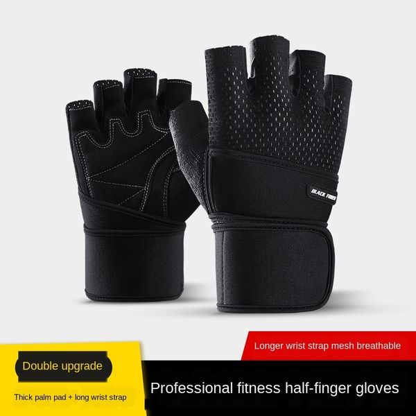 

s7ivt women's fitness exercise weightlifting pressure non-slip half finger and women's fitness exercise weightlifting pressure non, Black