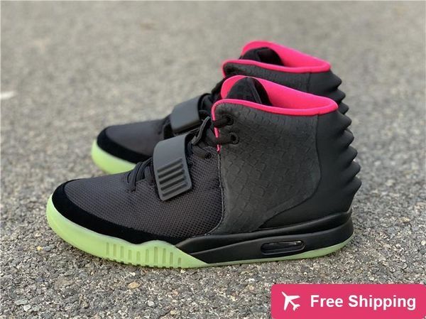 

authentic kanye west air 2 ii nrg wolf grey pure platinum black basketball shoes men 508214 -006 508214 -010 sneakers glow in the d
