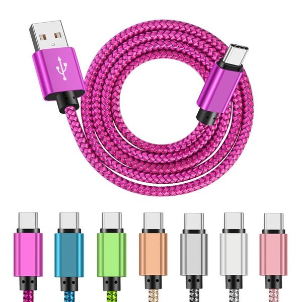 

quick charging type c micro usb cable 1m 2m 3m 2.4a fabric nylon usb c cables for samsung s8 s9 s10 s11 htc lg android phone