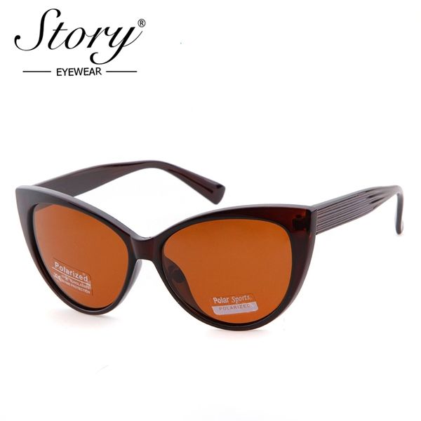 

story vintage cat eye polarized sunglasses for women brand designe fashion sun glasses roculos de sol feminino uv400, White;black