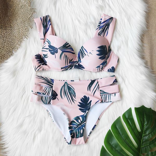 

high waist bikini 2020 push up bikini set print plus size swimwear women wrap swimsuit halt bathing suit biquini