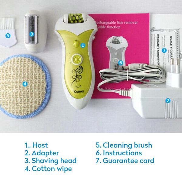 

2016 kemei rechargeable multi function ladies daily necessities razor electric hair removal hair removal foot care tools 220vkm 1901 comecas