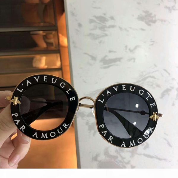 

metal gold black round sunglasses 0113 sun glasses women designer sunglasses uv protection lens new with box, White;black