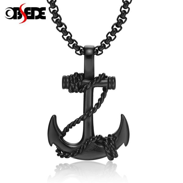 

obsede punk men's necklace one piece anchor pendants stainless steel necklaces & pendants fashion men jewelry black/gold/silver