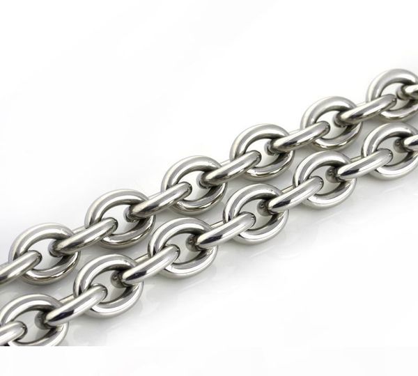 

high polished jewelry silver stainless steel large oval curb link chain necklace for men's gifts big 15mm smooth chain 20''-4