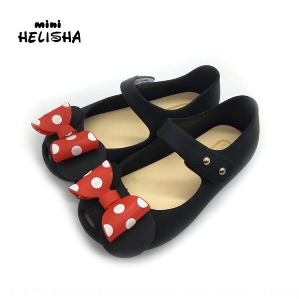 

41idp children's sandals children's summer fishmouth baby baby cute jelly baby's shoes polka dot bow fishmouth shoes comforta, Black;red