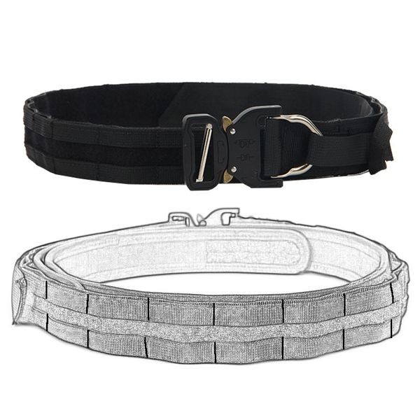 

tactical molle belt army special force nylon belt multifunctional war battle combat girdle hunting accessories, Black;gray