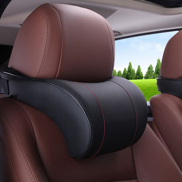 

car pillow leather memory cotton auto car headrest neck rest cushion safety seat support pillows styling accessories