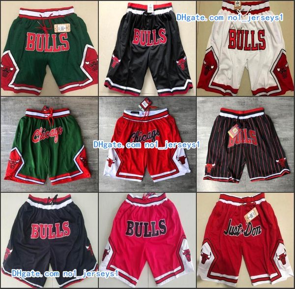 

chicago bulls men just don 1997-98 limited edition hardwood classics nba embroidered pocket mesh basketball shorts, Black