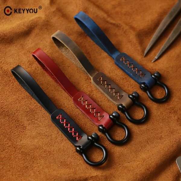 

keyyou car key rings genuine leather keyring keychain universal for all car auto accessories key chain 4 colors holders, Silver