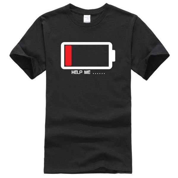 

summer 2020 t-shirt batteries help me funny t shirts 100% cotton men's t-shirts harajuku fitness t shirt men, White;black