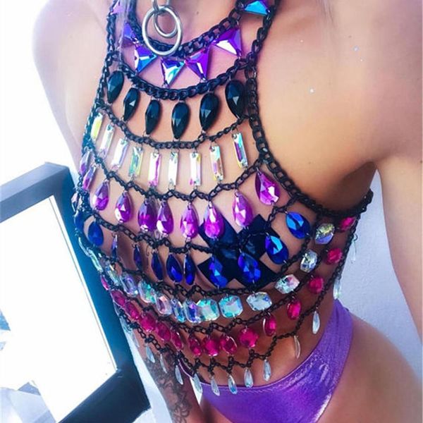 

boho искусственного кристалл камень camis тело цепь женщины сексуальная выдалбливают пляжные блестки недоуздка ручной работы партии животы ц, Silver