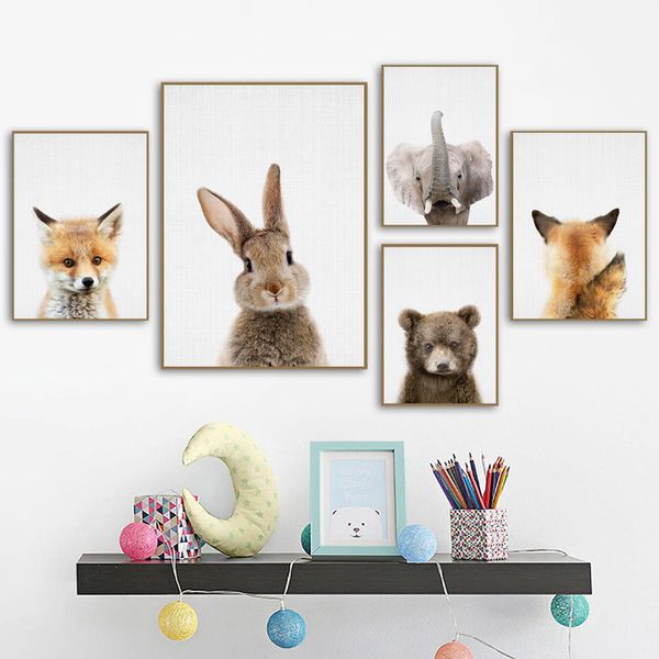 

baby animal posters and prints elephant bear rabbit canvas art painting nursery wall decorative picture nordic kid room decor
