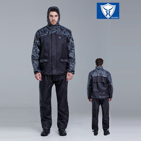 

blue lion camouflage and suit thickened waterproof men's outdoor motorcycle riding motorcycle raincoat raincoat raincoat, Black