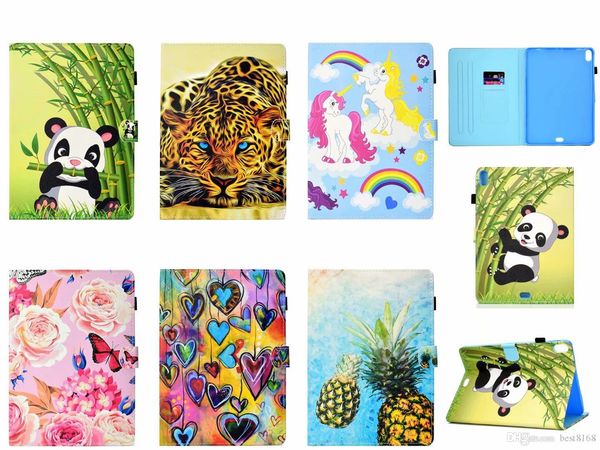 

luxury leather wallet case for ipad pro 11 11inch 2018 tiger unicorn cat panda butterfly panda marble id card slot cover fashion pouch