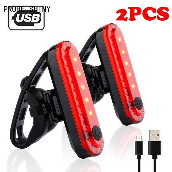 

probe shiny bicycle light 2pc usb rechargeable bike bicycle cycling 4 modes led front rear tail light lamp a711