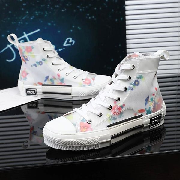 

new arrival flowers technical canvas b23 high sneaker men 's shoes vintage breathable shoes lace -up casual men shoes zapatos de h