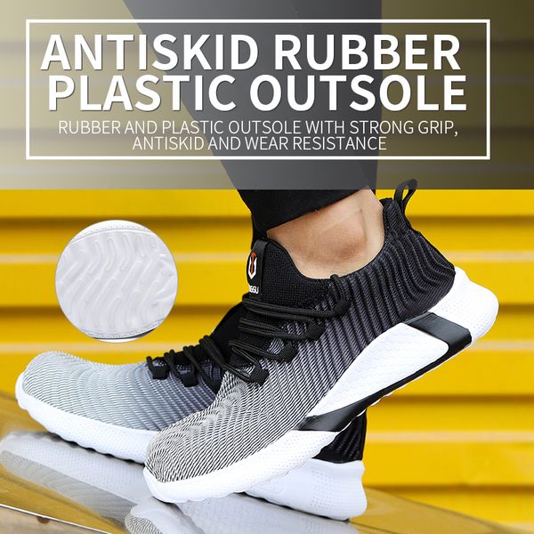 

light weight men safety work shoes ultra-light soft bottom men women wear-resistance anti-smashing steel toe work boots, Black