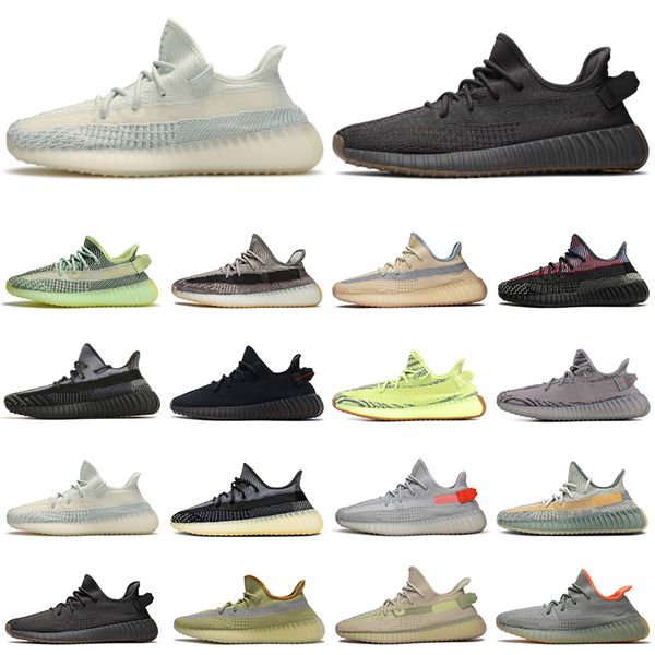 

kanye west running shoes reflective yecher asriel cinder triple white black womens mens trainers outdoor sports sneakers dropshipping