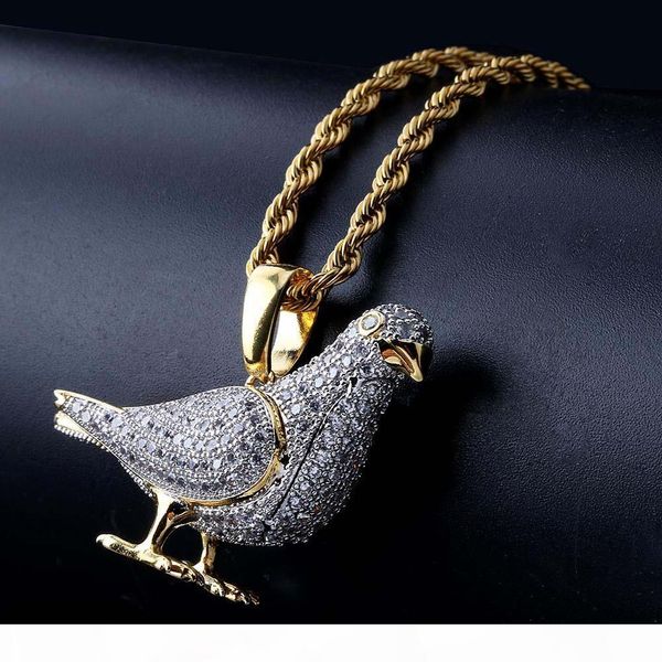 

личность pigeon хип-хоп мужская подвеска драгоценности micro цирконами животных ожерелье два цвета европа и америка горячая, Silver