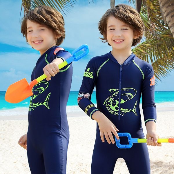 

new children's diving swim new long-sleeved sun-proof jumpsuit hoodie floating diving suit men's swimsuit, Black