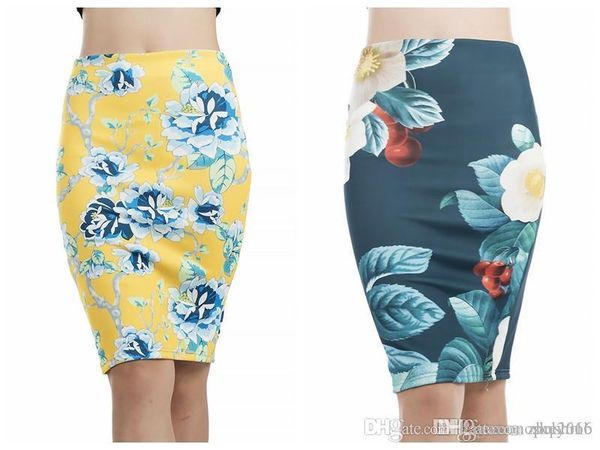 

women dress skirt above knee hip wrap empire elegant new ladies tight split blue yellow leaves print digital casual dresses size m l, Black