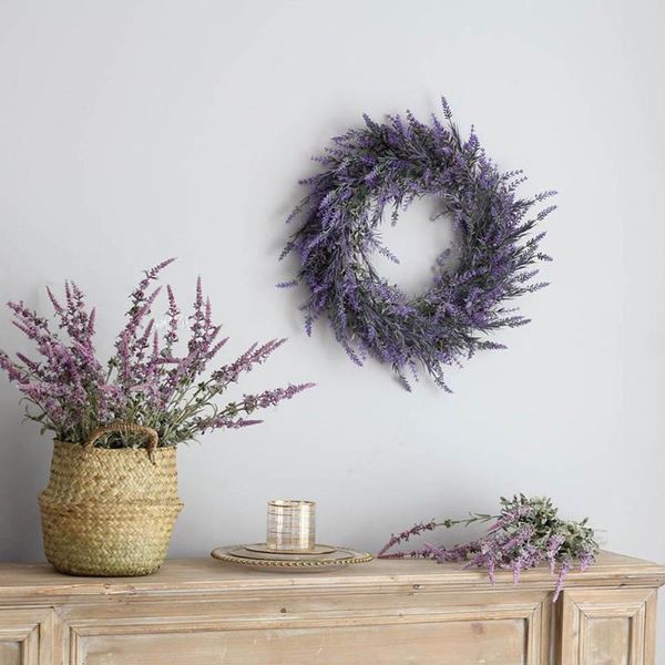 

metermall fake lavender hanging wreath garland for front door wall christmas party wedding decoration home decor fake flower