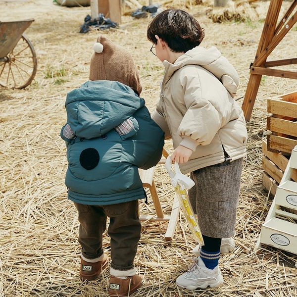 

new men's and coat children's down jacket thickened small and medium children's down jacket coat solid color, Blue;gray