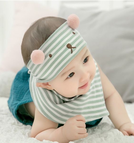 

2019 princess mother new striped halogen door saliva towel set newborn empty saliva towel tire tire cap cap, Yellow