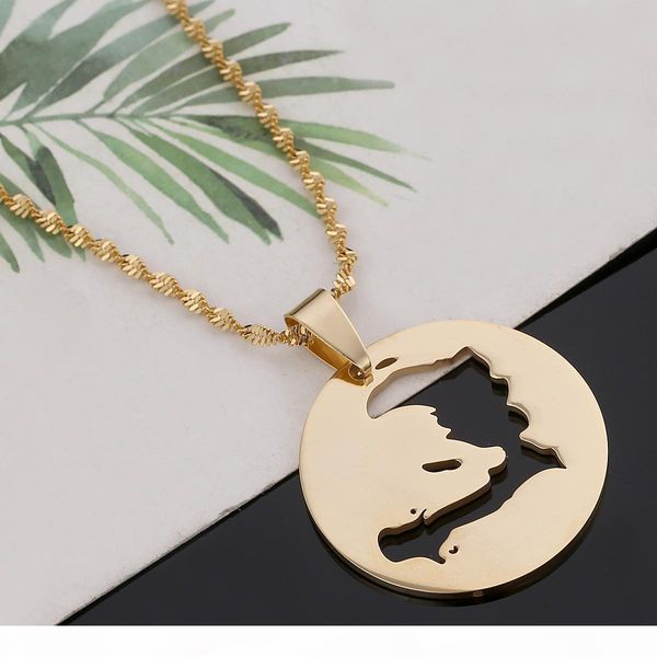

l haiti map pendant necklace chain port -au -prince map jewelry, Silver