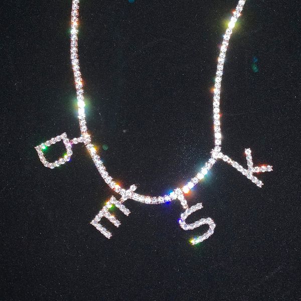 

zircon tennis initials letters necklaces & pendant for men women gold silver color fashion hip hop jewelry with 4mm tennis chain cx200721