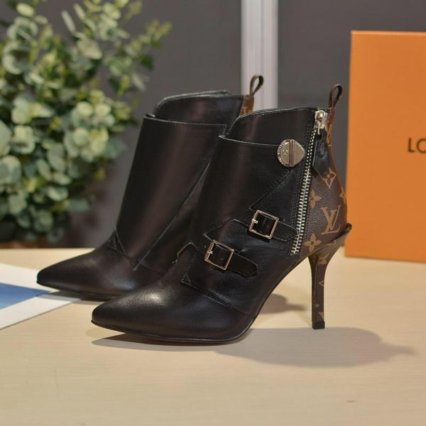 

new8 ladies casual boots fashion high heel women's boots business work high heel boots original box packaging fast deliver, Black