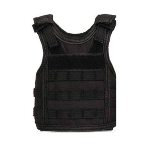 

creative nylon mini molle vest beer bottle can cover adjustable shoulder straps soda beverage cooler holder decoration, Black;blue