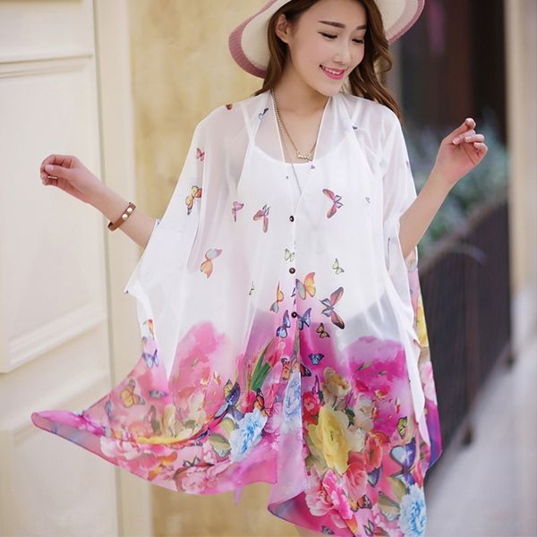 

new sunscreen multi-purpose scarf beach towel shawl fashionable national style all-match beach towel women's chiffon scarf, Blue;gray