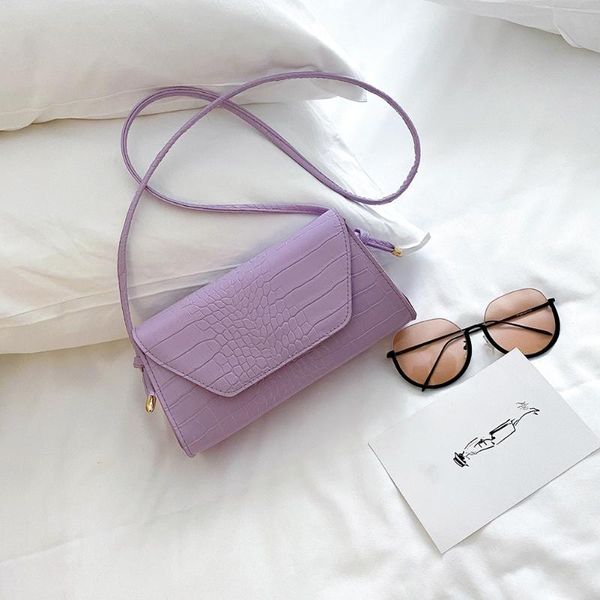 

fashion women shoulder handbag alligator pu pure color mini crossbody phone bag for outdoor shopping traveling ornaments