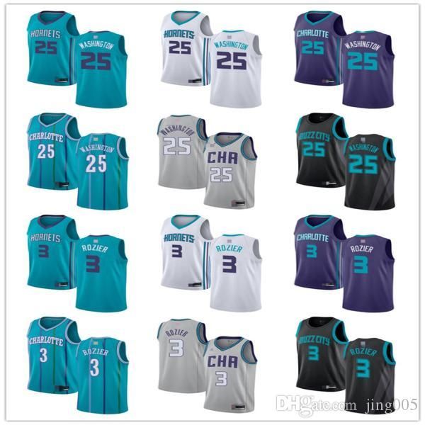 

mens womens youth charlotte hornets 25 pj washington 3 terry rozier green purple black white custom basketball jerseys, Black;red