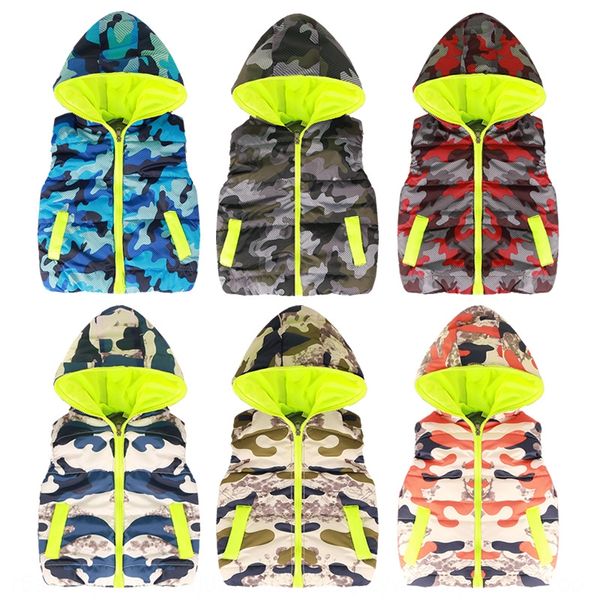 

camouflage pattern детская верхняя весна и пальто верхней части шлема осень без рукавов пальто с модной молнии жилет hat мальчиков, Camo