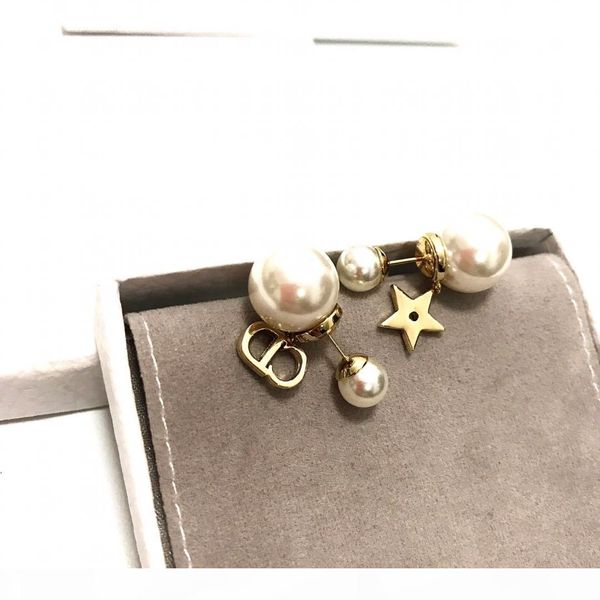 

r pearl letter star asymmetric fashion earrings jewelry women earrings, Golden