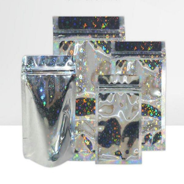 

2020 multi sizes glittery aluminum foil zipper reusable food zipp er storage packaging bag foil mylar self sealable food package dkvhj, Pink;blue