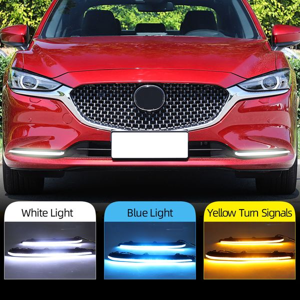 2pcs araba DRL lambası LED Mazda 6 Atenza için Gündüz Çalışan Işık 2019 2020 2021 2022 Sarı dönüş sinyali sis lambası