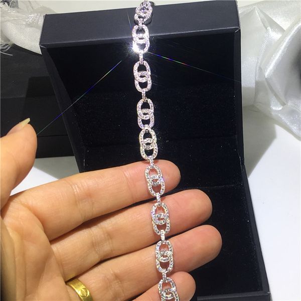 

popular hiphop bracelet 5a cubic zirconia white gold filled party wedding chain bracelets for women men fashion jewelry